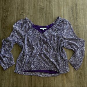 Purple Patterned LOFT Blouse